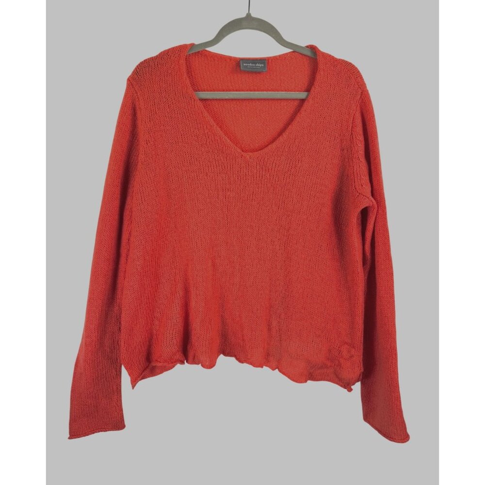 Anthropologie Wooden Ships‎ mohair wool blend Sweater Orange sz S/M